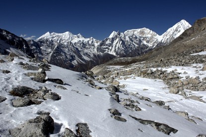 Mountain view after Larkya Pass.