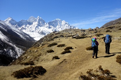 Ascending to Base camp from Dingboche.