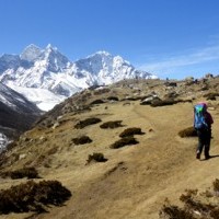 Ascending to Base camp from Dingboche.